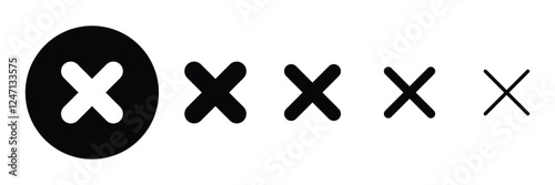 Set of Close icons collection. Delete, Cross, No, Disagree, Not allow, wrong symbol. Vector illustration.