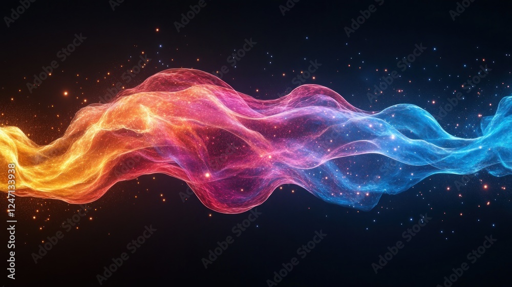 Obraz premium Abstract fiery blue wave energy flow dark background