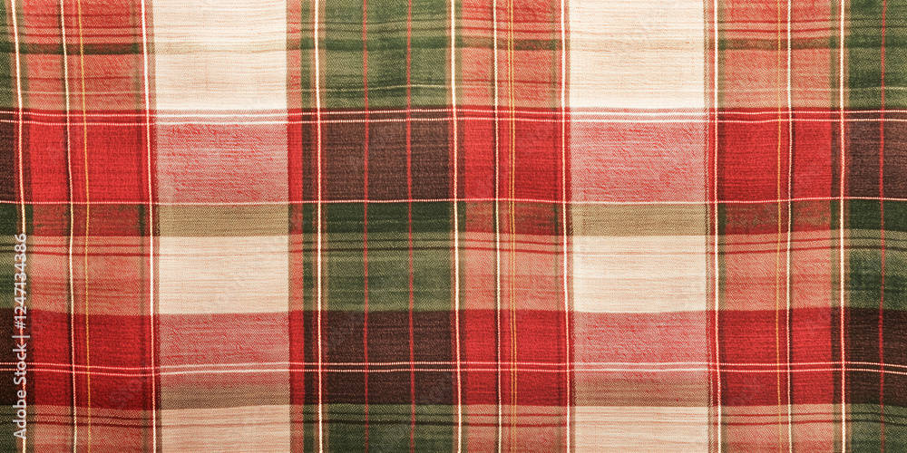 Red Green Brown And White Plaid Fabric Texture Pattern Red Green Brown And White Plaid Fabric Texture Pattern