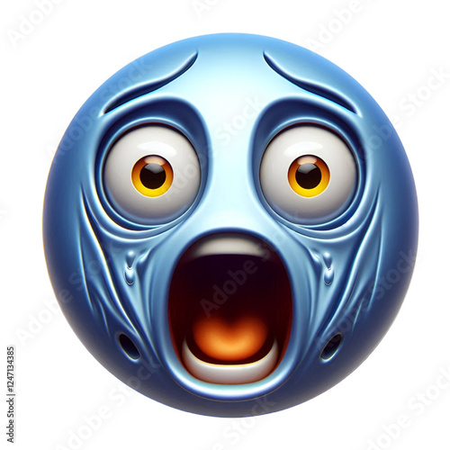 Face screaming in fear three-dimensional emoji. Gobsmacked emoticon isolated on white background