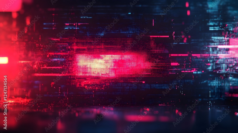 Fototapeta premium Vibrant futuristic neon lights digital glitch abstract background with dynamic motion and distorted energy textures in a dramatic sci fi inspired composition