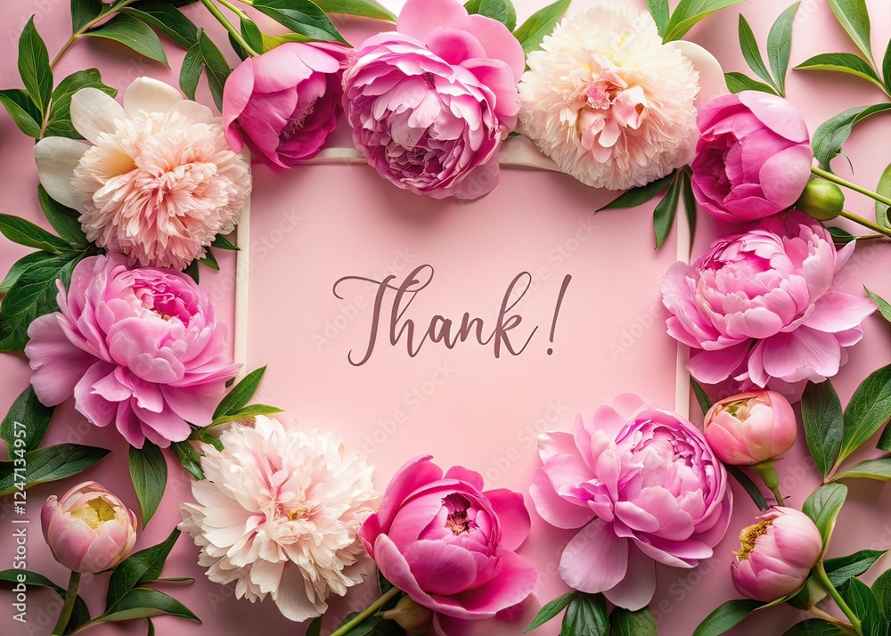 Peony Border Thank You Paper Cutout Pastel Pink Peony Border Thank You Paper Cutout Pastel Pink