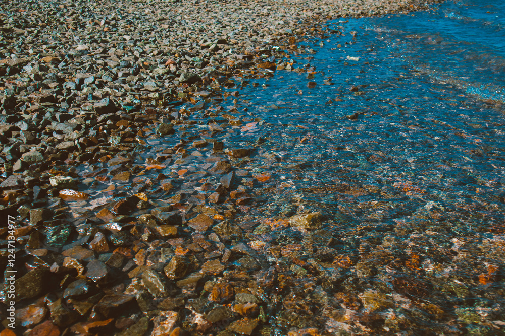Rocks and corals in sea blue water. Landscape of Egypt on vacation Rocks and corals in sea blue water. Landscape of Egypt on vacation