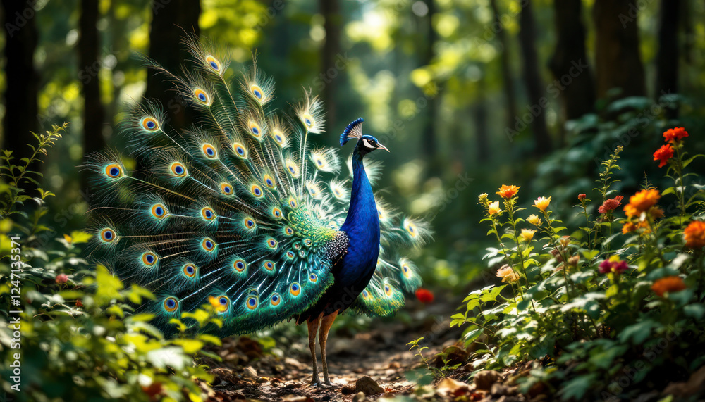 Obraz premium beautiful-photograph-of-indian-green-congo-peacock