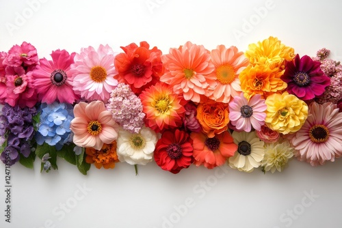 Colorful array of vibrant flowers displayed on a natural backdrop for decorat...