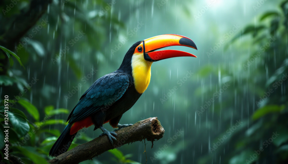 Obraz premium A colorful keel billed toucan photographed in Costa Rica