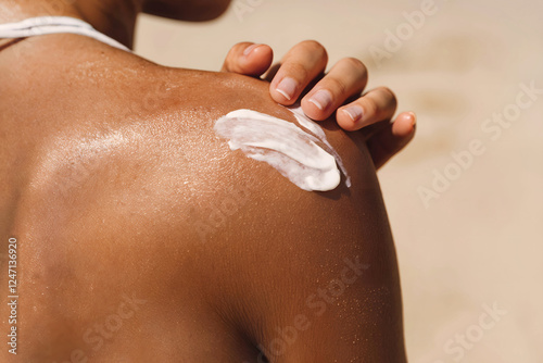 Close-Up of Sun-Kissed Skin with Sunscreen Application for Sun Protection on a Sunny Day