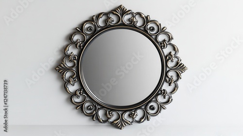 image of a decorative mirror on a clean white surface, perfect for home interior design.