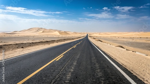 Empty Desert Road Trip, Travel and Adventure, Way to Future