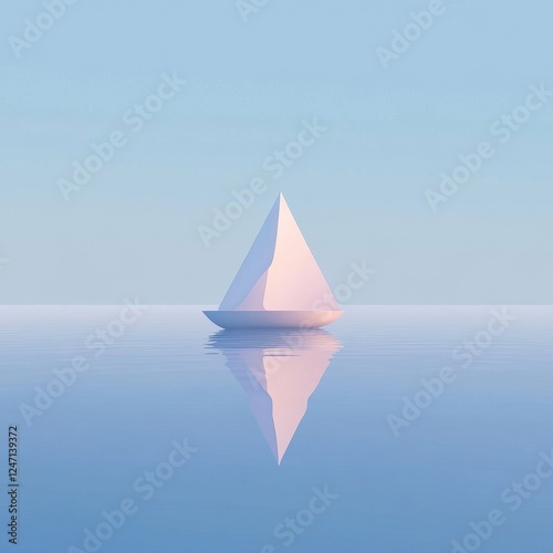 Minimalist Pyramid Shape Floating on Calm Water