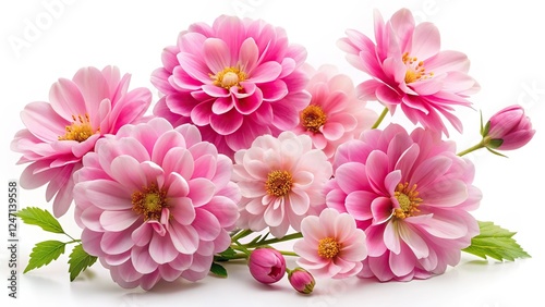 Pink Flowers Isolated on White Background - Landscape Photography
