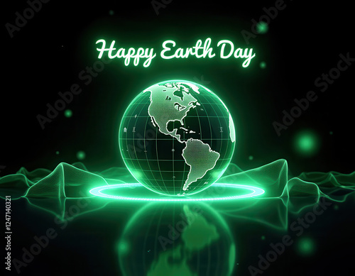 Wallpaper Mural Happy earth day celebration with glowing green globe for digital design and posters Torontodigital.ca