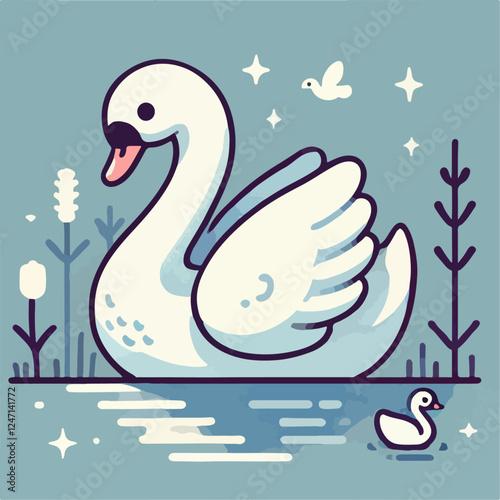 swans on the lake