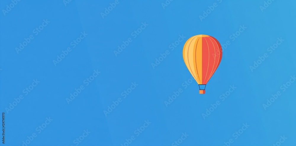 Fototapeta premium A Single Hot Air Balloon Soaring Through a Clear Blue Sky