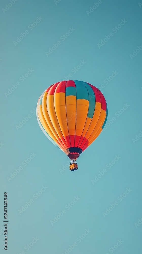Fototapeta premium Colorful Hot Air Balloon Soaring High In The Sky