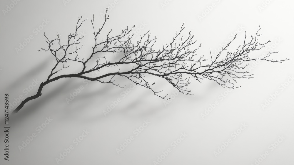 Fototapeta premium Bare tree branches reaching out into a foggy landscape at dawn