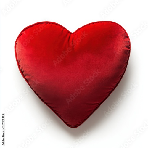 Heart-shaped cushion isolated on white background.