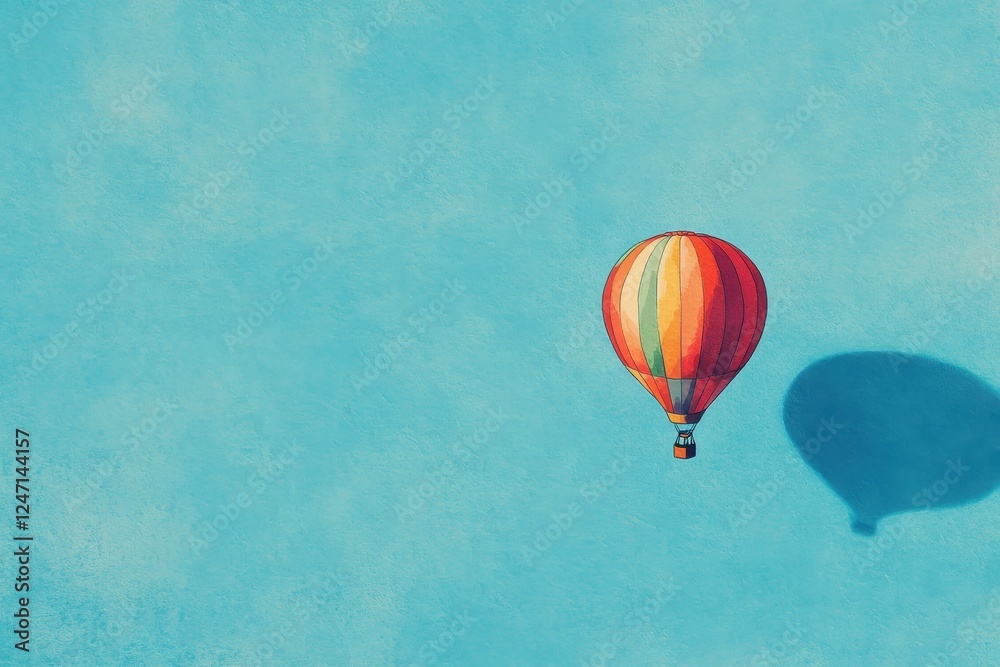 Obraz premium A Colorful Hot Air Balloon Soaring Through a Blue Sky