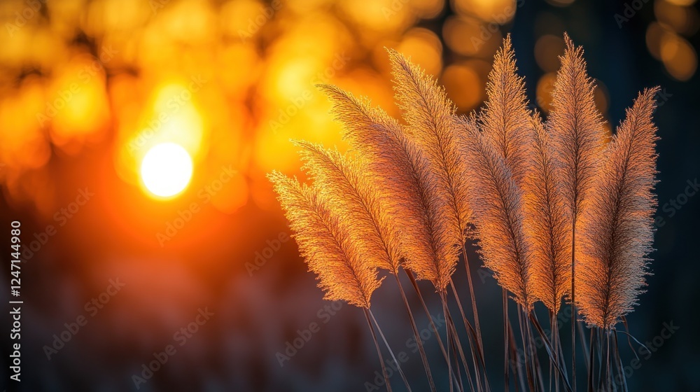Sunset Pampas Grass Bokeh Background Decor Sunset Pampas Grass Bokeh Background Decor