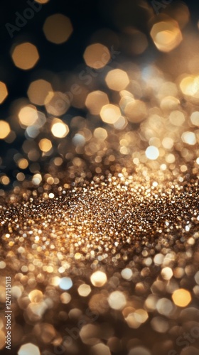 Golden bokeh background with shimmering particles creating a festive atmosphe...