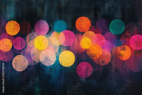 Colorful circle bokeh lights creating a vibrant abstract background art piece