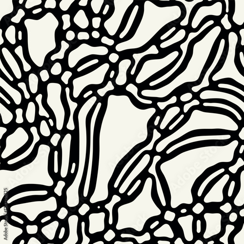 Vector seamless pattern. Abstract spotted texture. Monochrome natural spots. Creative background with fluid blots. Decorative tileable design.