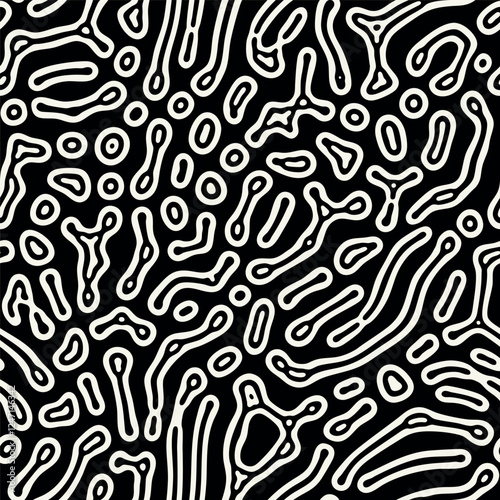 Vector seamless pattern. Abstract spotted texture. Monochrome natural spots. Creative background with fluid blots. Decorative tileable design.