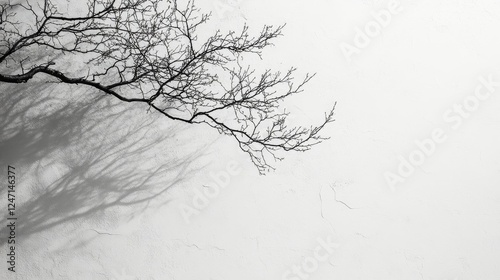 Bare tree branches reaching out into a foggy landscape at dawn