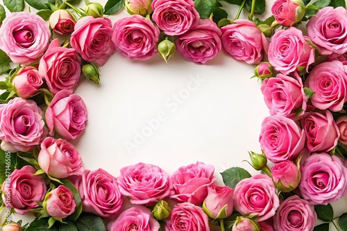 Pink Rose Frame Macro Photography AI Art, Beautiful Floral Design