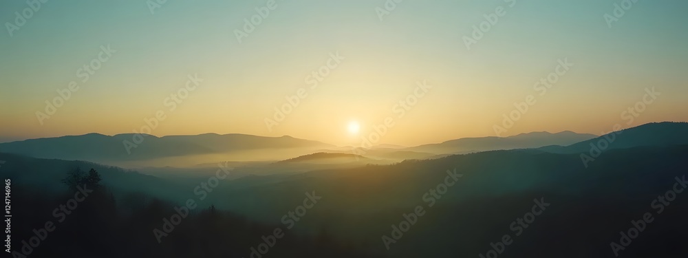 Obraz premium A panoramic view of the alpine mountains at sunrise 