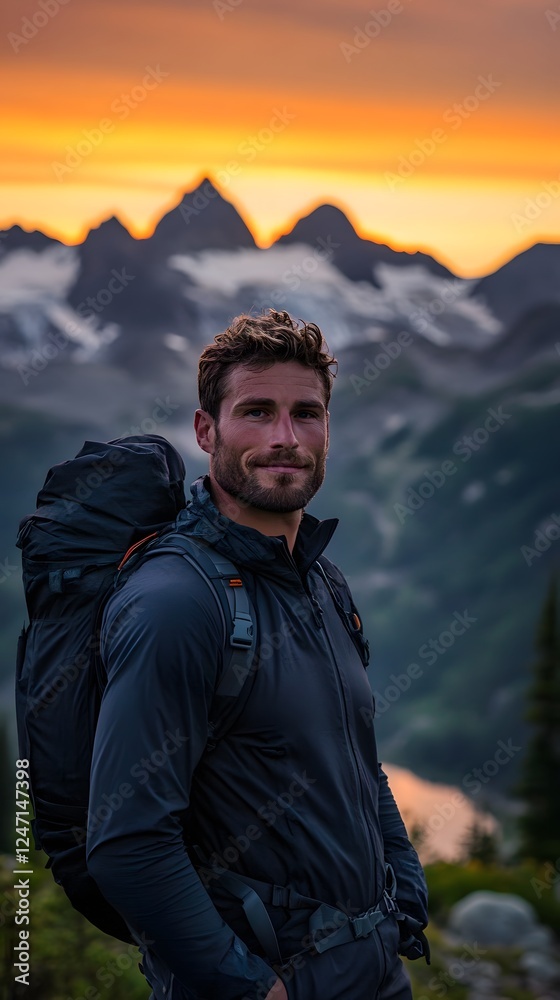 A panoramic view of the alpine mountains at sunrise
