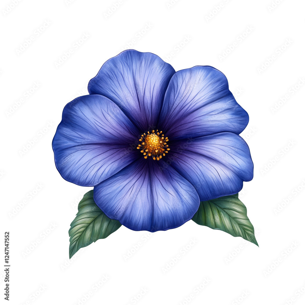 Naklejka premium Vibrant Blue Flower Blossom - Digital Illustration