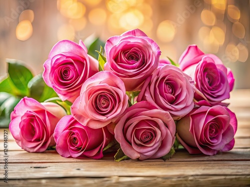Pink Rose Silhouette Table Arrangement AI Art