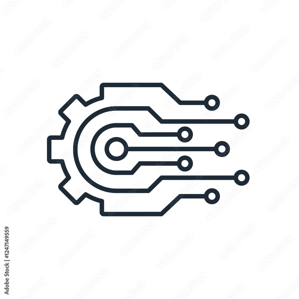 Digital transformation. Information technologies computing, internet, digital process. Vector linear icon isolated on white background. Digital transformation. Information technologies computing, internet, digital process. Vector linear icon isolated on white background.