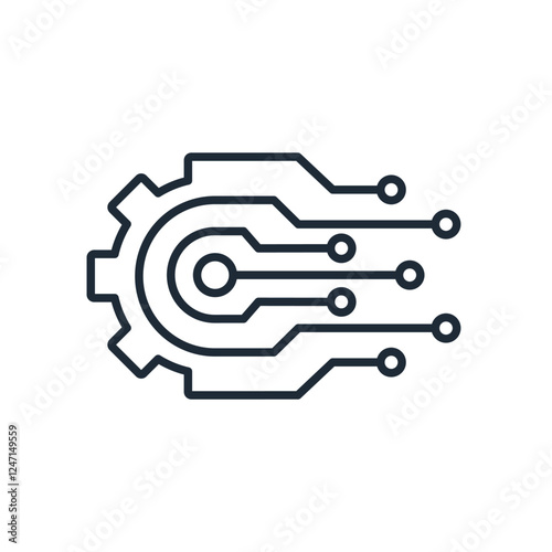 Digital transformation. Information technologies  computing, internet, digital process. Vector linear icon isolated on white background.