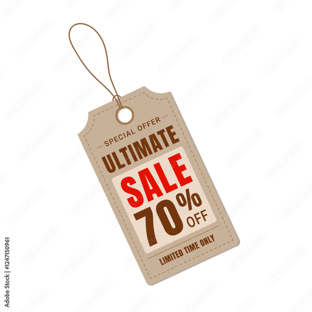 Retro tag with the inscription sale, cardboard tag, vector illustration 5