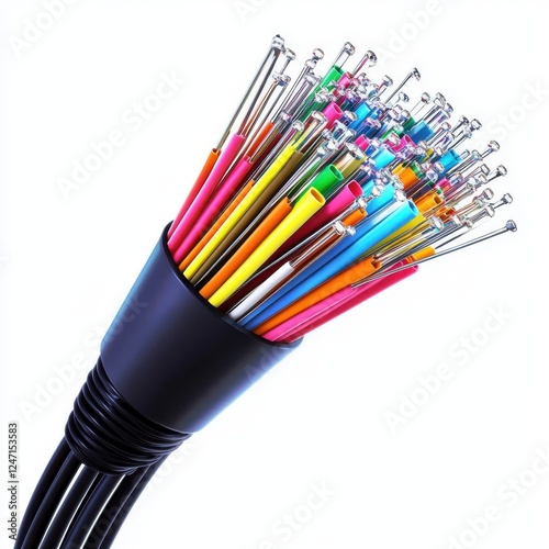 Fiber optic cable isolated on white background.