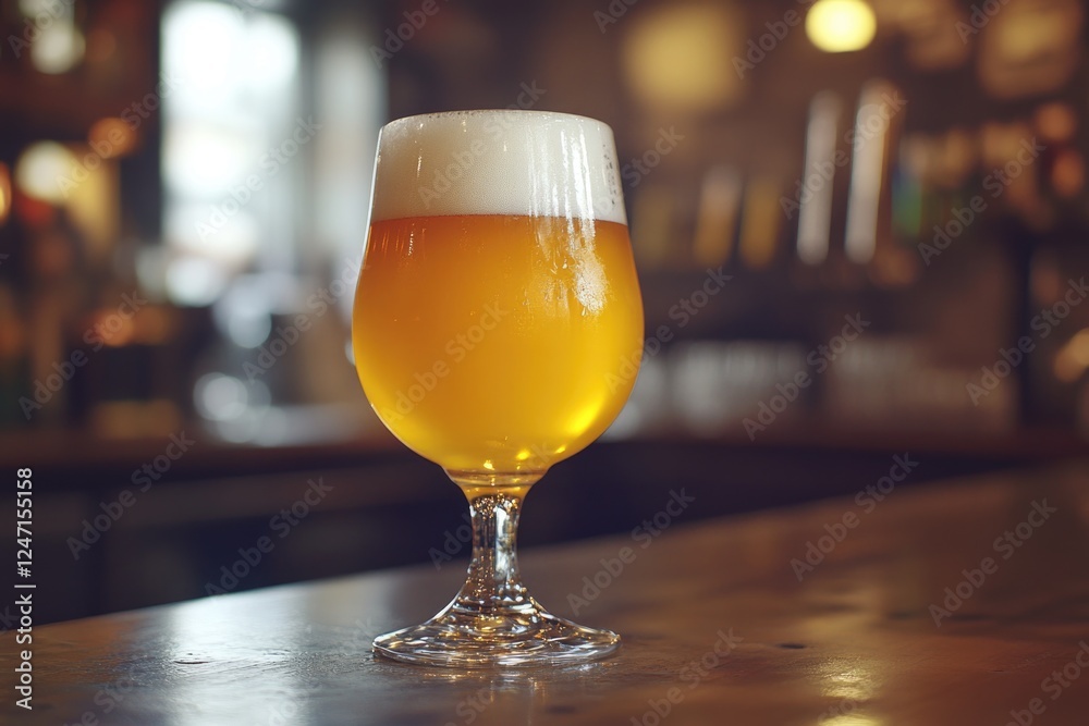 A golden pilsner beer served with a frothy head, enhancing its allure. A common sight at pubs and bars for social gatherings. A golden pilsner beer served with a frothy head, enhancing its allure. A common sight at pubs and bars for social gatherings.
