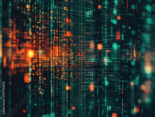 Wallpaper Mural A computer generated image of a cityscape with a lot of bright colors and a lot of dots Torontodigital.ca