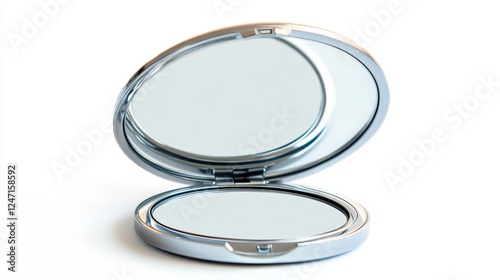 Isolated image of a compact mirror on a white background, ideal for makeup or beauty accessory marketing.