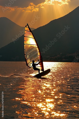 A coach is giving training to a young and attractive woman in windsurfing. The lady is eager to try windsurfing