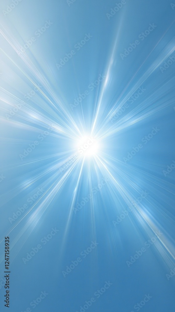 Bright Light Rays Radiating from a Central Point in a Blue Sky Bright Light Rays Radiating from a Central Point in a Blue Sky
