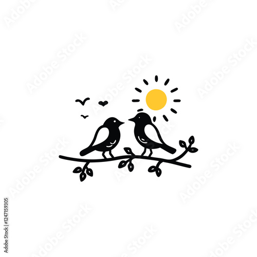 two birds on a branch Love Bird Vector 