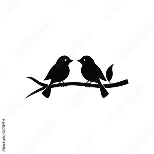 two birds on a branch Love Bird Vector 