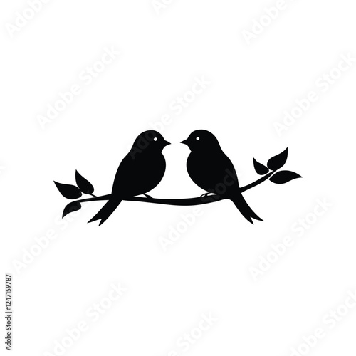 two birds on a branch Love Bird Vector 