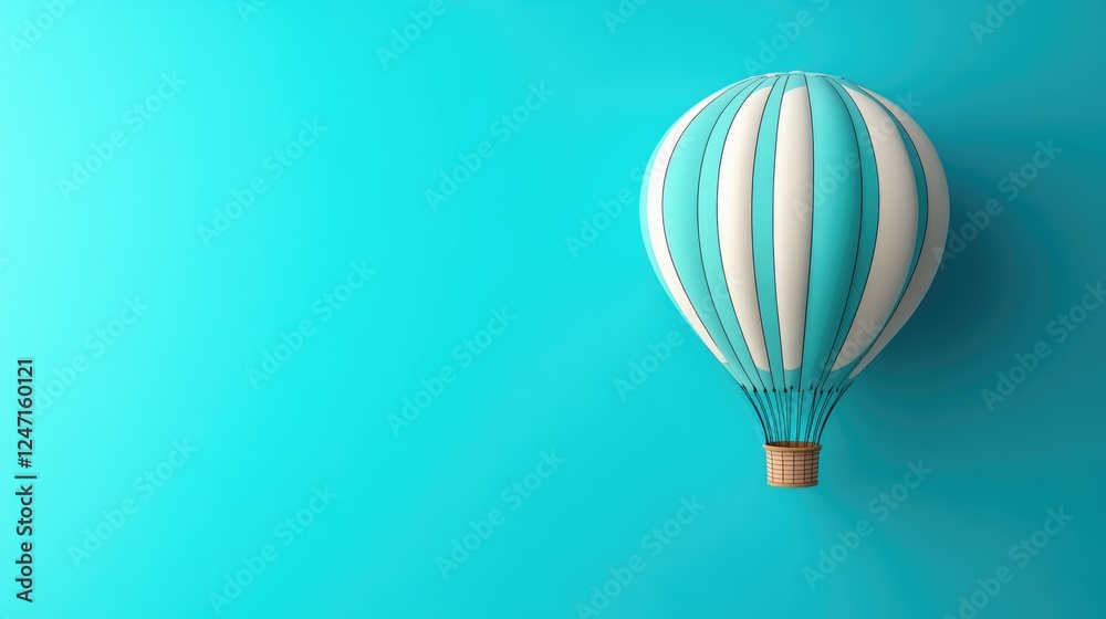 Naklejka premium A stylized hot air balloon against a turquoise background, symbolizing adventure and travel.