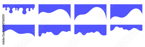 Free Download A collection of abstract blue drip and wave-shaped vector elements, ideal for graphic design, web, and artistic projects. - GFXLoad
