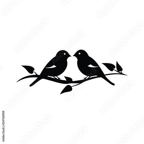 two birds on a branch Love Bird Vector 