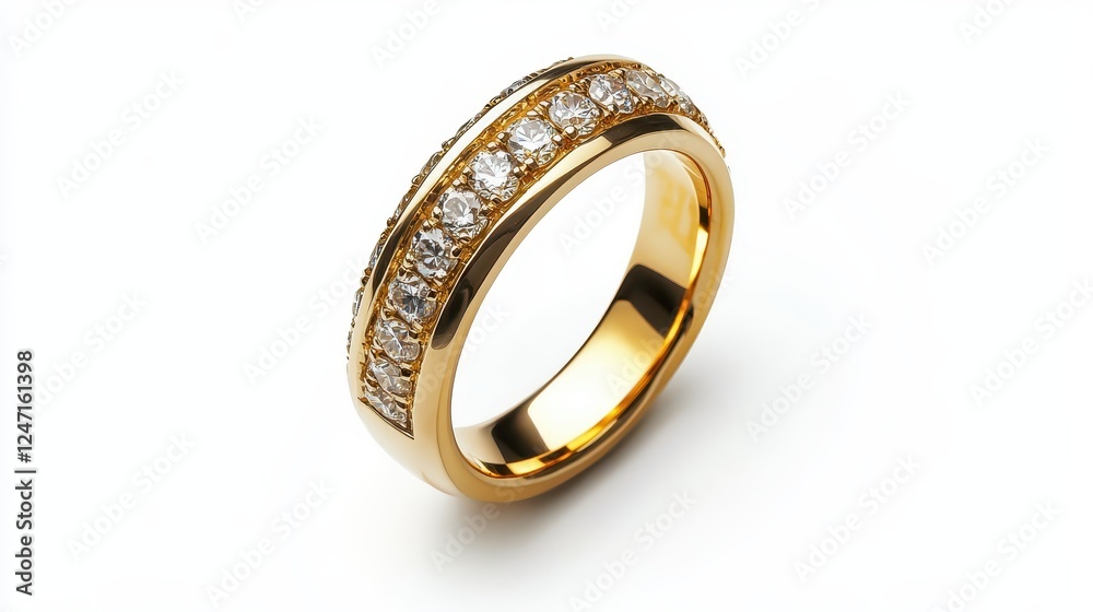 A single designer ring isolated on a white background, great for jewelry marketing.