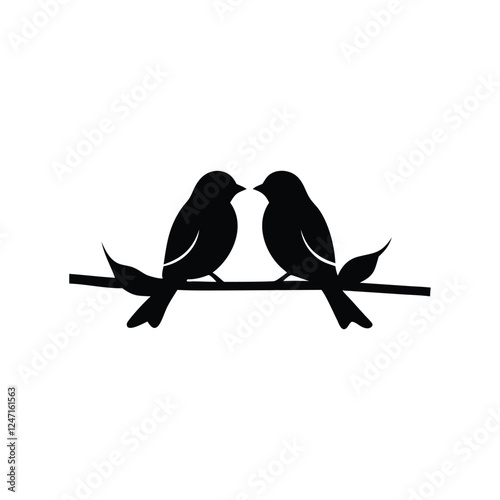 two birds on a branch Love Bird Vector 